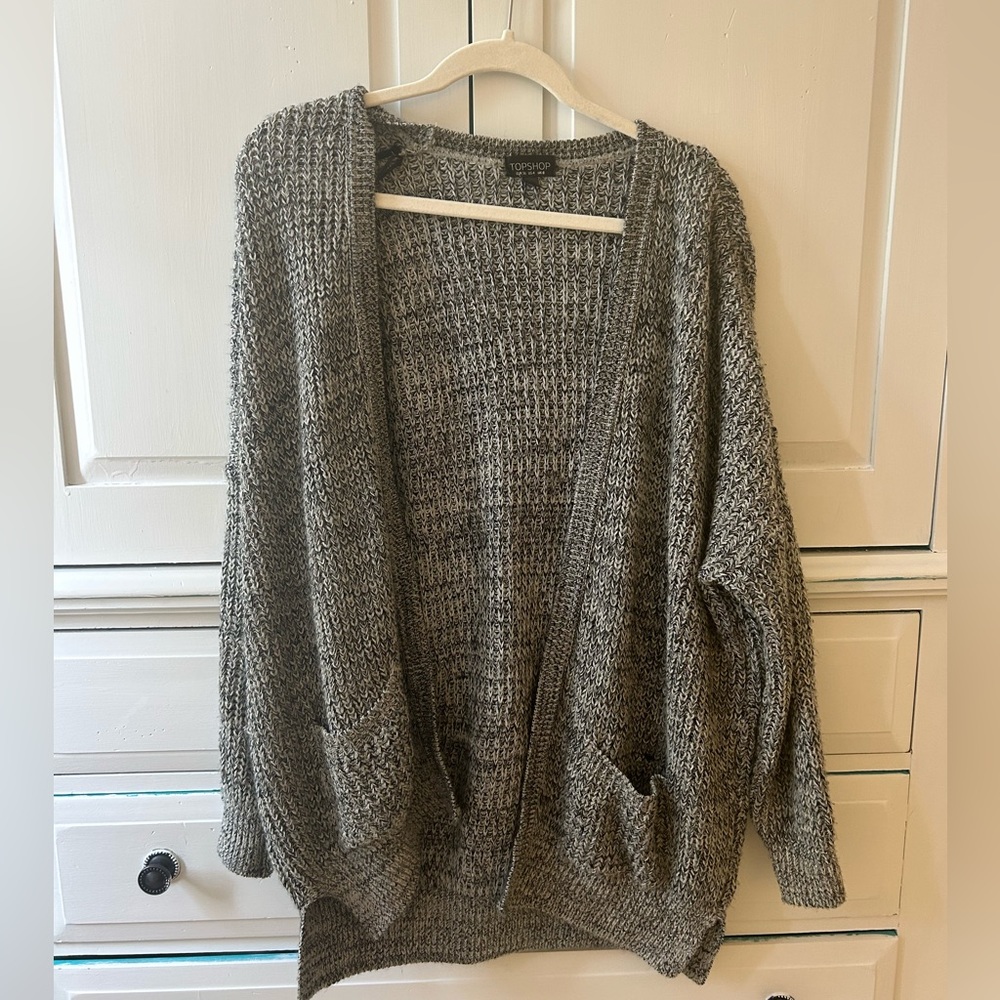 Topshop Oversized Knit Grey Cardigan